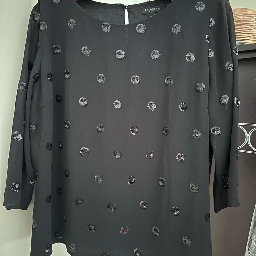 Talbots Black Sequin Blouse